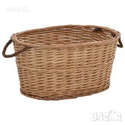 vidaXL Кошница за дърва за огрев с дръжки 56x40x28 см естествена върба（SKU:286982）, снимка 1 - Други стоки за дома - 48660587