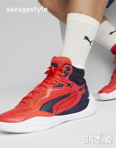 Мъжки кецове PUMA Playmaker Pro Mid Basketball Shoes Red, снимка 7 - Маратонки - 45958352