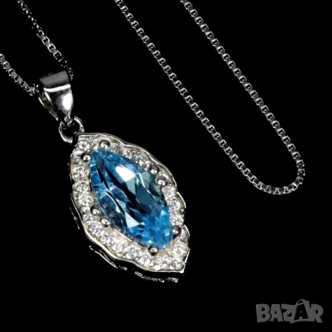 925 сребърни колиета нефрит, опал, топаз, рубин, подходящи за подарък, снимка 8 - Колиета, медальони, синджири - 51756208