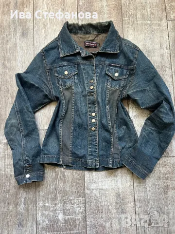 Дамско дънково яке тип риза ежедневно елегантно еластичен син  деним , снимка 2 - Сака - 50070835