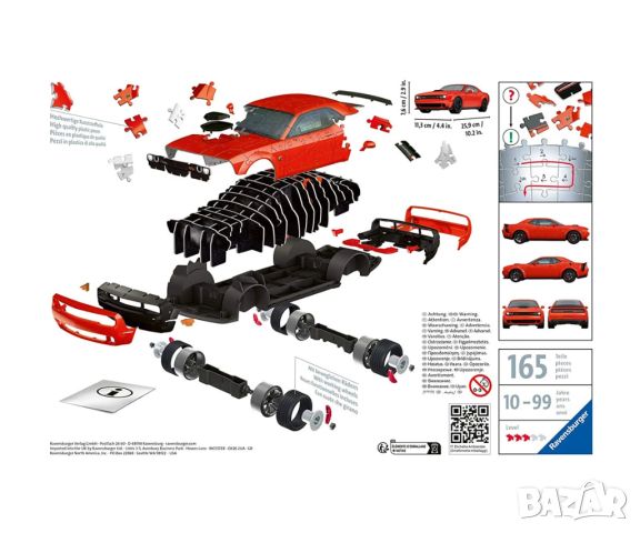 3D Пъзел Ravensburger 108 ел. - Dodge Challenger R/T Scat Pack Widebody, снимка 2 - Игри и пъзели - 45614227