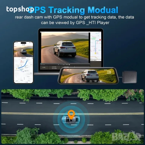 WeBeqer Dashcam, даш камера в  огледало с 10" сензорен екран, 64GB карта, 4K+1080P, 170 градуса..., снимка 2 - Аксесоари и консумативи - 50501438