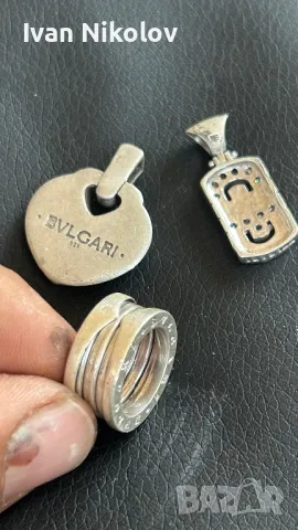 Сребърен пръстен и висулки Българи Bvlgari, снимка 3 - Пръстени - 46867925