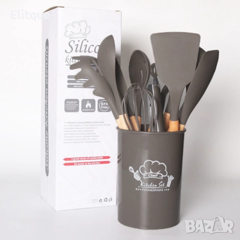 Комплект кухненски прибори от 12 бр. с дървена дръжка, снимка 5 - Други - 52861434