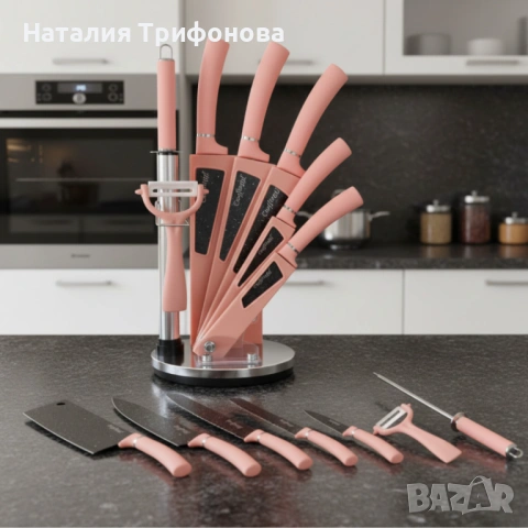 Комплект кухненски н о ж о в е 8 в 1 с въртяща се стойка Cheffinger за подредена кухня, снимка 4 - Прибори за хранене, готвене и сервиране - 53405119