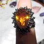925 сребърен пръстен с натурален цитрин 18 карата, подходящ за подарък, снимка 5