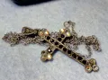СТАР СРЕБЪРЕН КРЪСТ СРЕБРО 925 с ФАСЕТИРАНИ КРИСТАЛИ и СРЕБЪРНА ВЕРИЖКА с НУЖДА от ЗАКОПЧАЛКА 22266, снимка 6