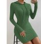 Атрактивна дамска рокля с качулка в зелено 