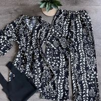 Черен сет кимона +панталон , снимка 1 - Комплекти - 45779708