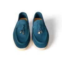 Комфортни дамски мокасини в тюркоазен цвят от естествен велур с красив и нежен аксесоар, снимка 9 - Дамски ежедневни обувки - 45082465
