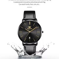 Уникален нов мъжки ръчен часовник Olevs с метална верижка в черен цвят., снимка 6 - Мъжки - 45407082