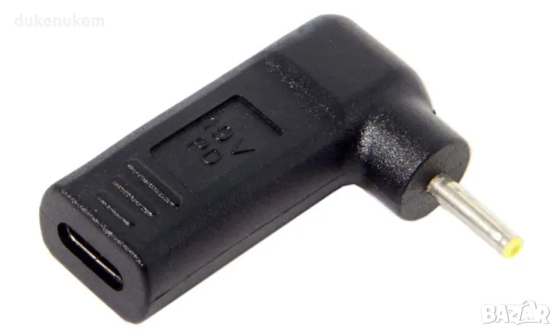 НОВ! PD 65W Адаптер USB C към DC 2.5x0.7mm конвертор за ъглов лаптоп таблет, снимка 1