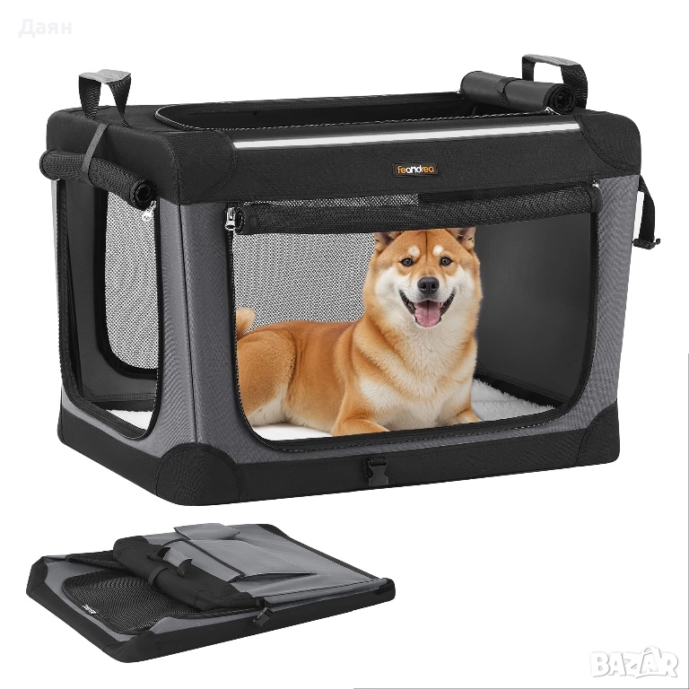 Транспортна чанта за големи домашни любимци Feandrea сгъваема, от текстил , снимка 1