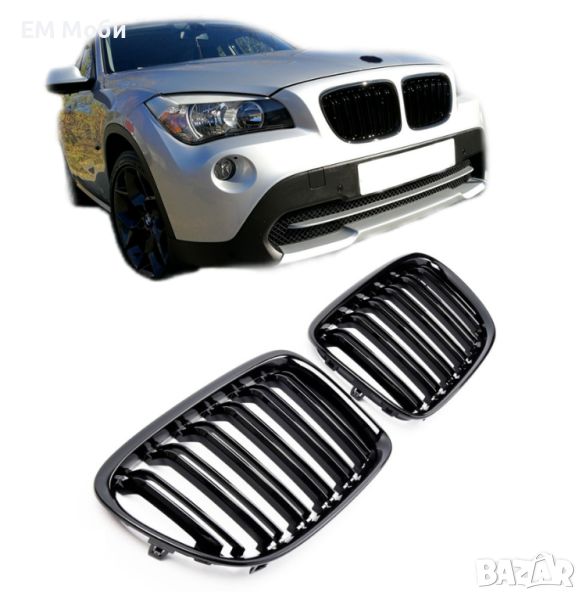 Двойни M Бъбреци Решетки BMW X1 E84 07-2012 БМВ Х1 Е84 черен гланц, снимка 1