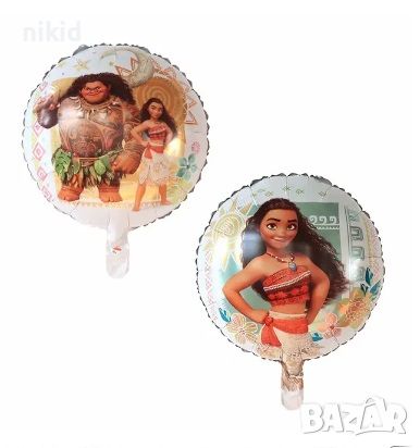 Смелата Ваяна Moana и Мауи кръгъл фолио фолиев двустранен балон хелий или въздух парти рожден ден, снимка 1