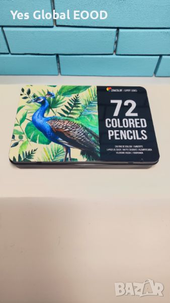 72 Моливи за оцветяване в метална кутия, снимка 1