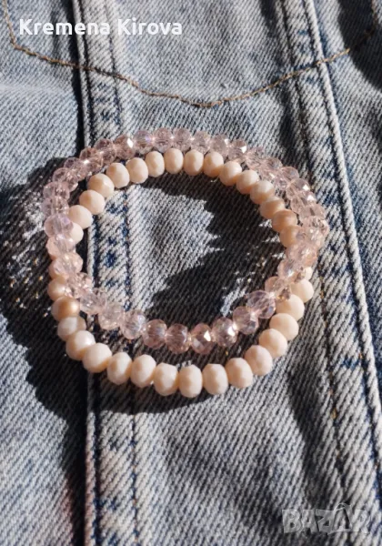 Сетове от 2 гривни от мъниста от стъкло. Бижута Луди гъби. Ръчна изработка., снимка 1