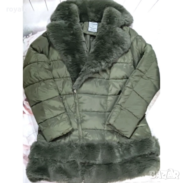 Луксозно зимно дамско яке с пухена яка , снимка 1