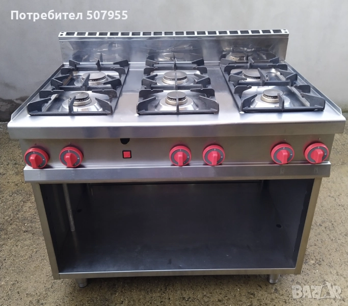Професионален, италиански, газов котлон на база - 6 горелки, снимка 1