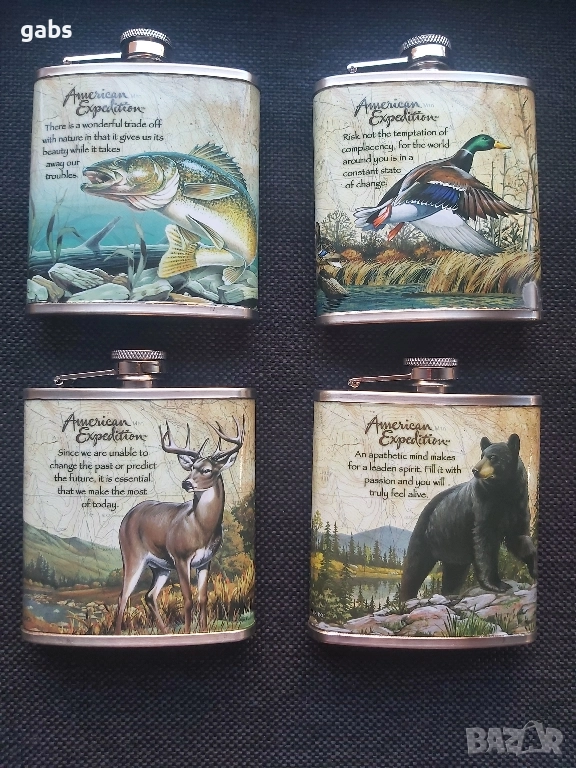 Красиво изрисувана манерка за алкохол AMERICAN EXPEDITION, 7oz /207ml, снимка 1
