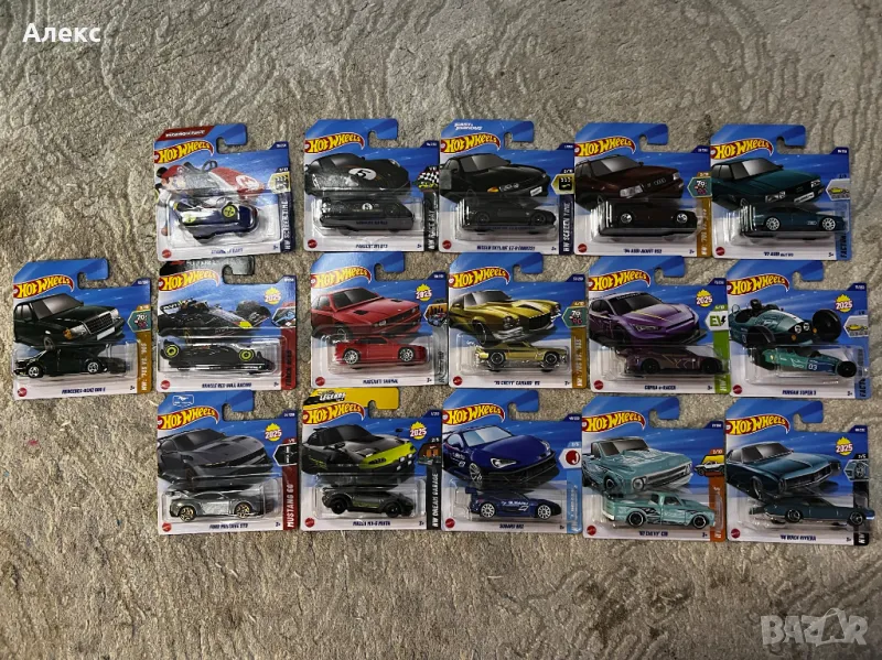 2025 Hot Wheels MB 500E; GT3; GTR R32; RS2; F1; Shamal; Mustang; Miata, снимка 1