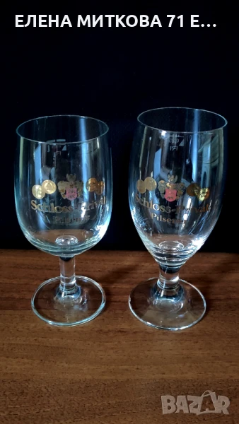 Кристални чаши за бира с лого в златист цвят, снимка 1