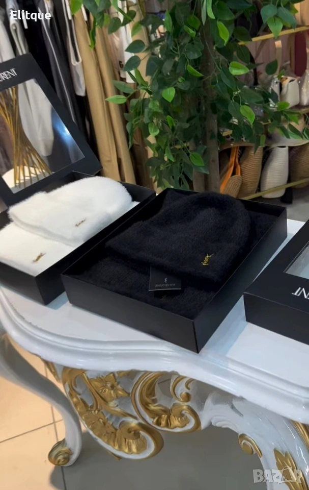 пухен зимен комплект шапка и шал ysl saint laurent , снимка 1