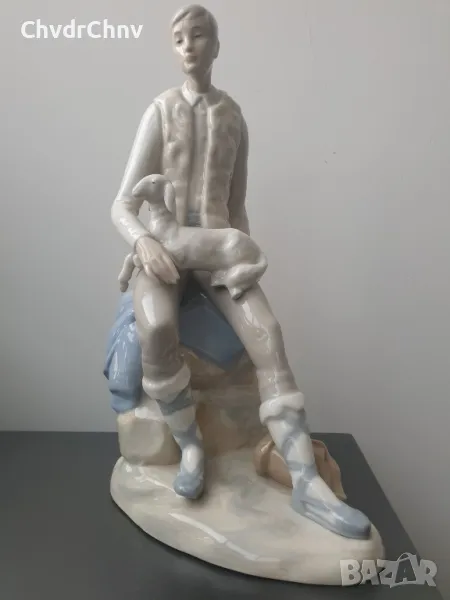 НАО ЛАДРО испанска порцеланова фигура на овчар-момче с агне/NAO LLADRO статуетка 30см, снимка 1