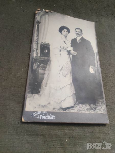 Продавам 2 стари снимки :Младоженци 1910 Ямбол - руска фотография Коган Сливен , снимка 1