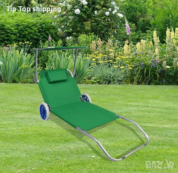 Сгъваем шезлонг с колела, Muhler, 147x52xH24 cm, снимка 1