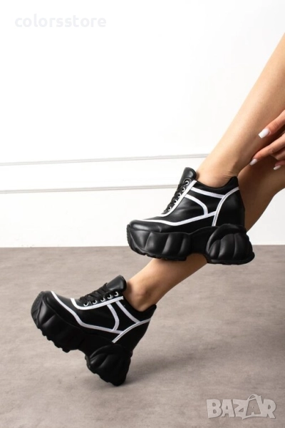 Кецове на платформа - черно с бяло - PA720 , снимка 1