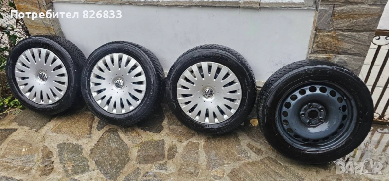 Железни джанти с капаци оригинални за vw touran 5*112 R16, снимка 1
