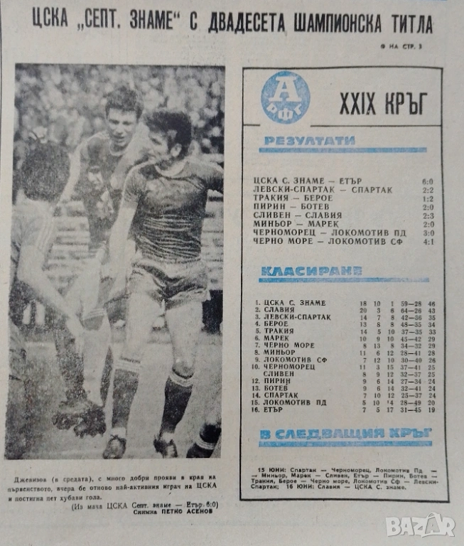 ЦСКА ШАМПИОН 12 юни1980 Народен спорт , снимка 1