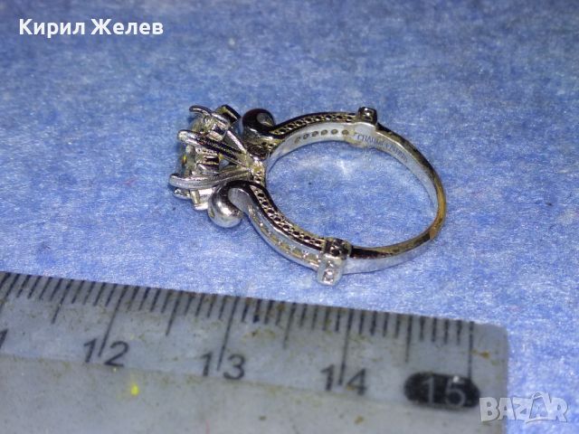 CHAUMET AU750+ СКЪПОЦЕНЕН СРЕБЪРЕН ПРЪСТЕН с ДЕБЕЛА 18 КАРАТА БЯЛА ПОЗЛАТА иСИНТЕТИЧЕН БРИЛЯНТ 45538, снимка 8 - Пръстени - 45940303