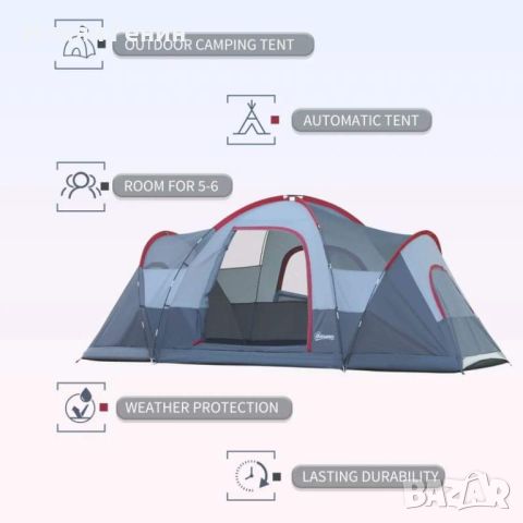 Лека къмпинг палатка за 5/6 места, снимка 4 - Палатки - 46463913