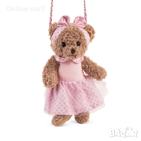 3D Детска Плюшена Чанта Мече – 35 см, плюшено Мече чанта с розова рокля, снимка 2 - Плюшени играчки - 53246689