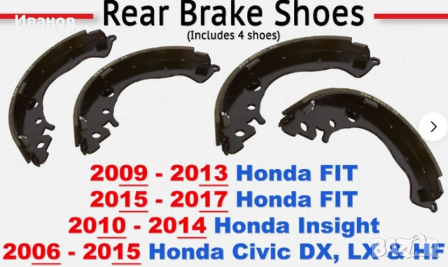 задни спирачни челюсти за Хонда Сивик, Хонда Инсайт, Хонда Фит и Хонда Джаз от 2006 до 2011. JAZZ, F, снимка 5 - Части - 53888771