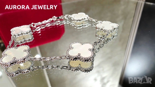 Van Cleef & Arpels VCA 5 Motifs Silver Mother of Pearl Vintage Alhambra Дамска Гривна, снимка 3 - Гривни - 54133225