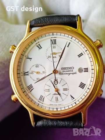 Изключително рядък Японски Seiko Сейко часовник 90г.Хронограф Аларма Позлата Japan made Оригинал, снимка 8 - Мъжки - 45128868