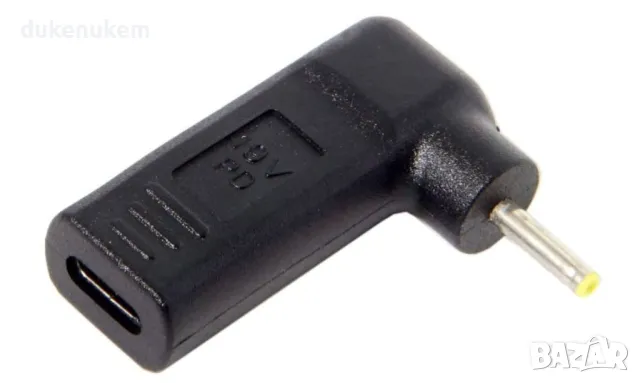 НОВ! PD 65W Адаптер USB C към DC 2.5x0.7mm конвертор за ъглов лаптоп таблет, снимка 1 - Кабели и адаптери - 47194876