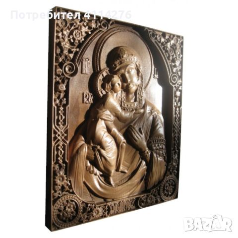 Дърворезба икона "Богородица" , снимка 6 - Икони - 45977481