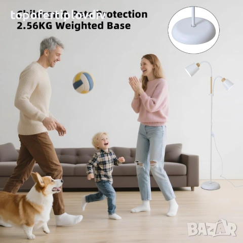 Подова лампа с лампа за четене,модерен винтидж дизайн, снимка 6 - Настолни лампи - 53654365