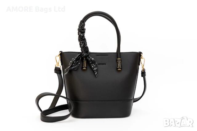 Класическа дамска чанта AMORE Eleonora - Black, снимка 5 - Чанти - 50657657