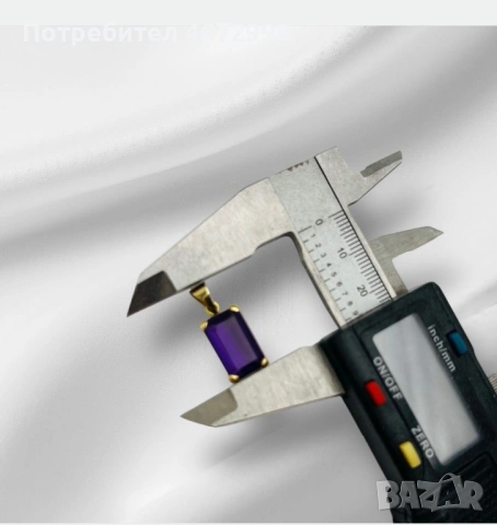 Златен медальон с аметист – 18K, снимка 4 - Колиета, медальони, синджири - 53266144