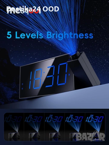Дигитален будилник прожектор за таван/стена голям LED дисплей аларма, снимка 7 - Други - 53727170