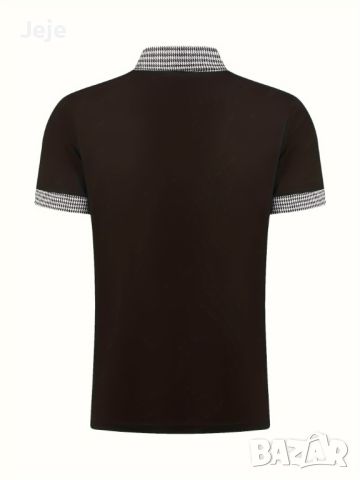 Мъжка ежедневна карирана риза с ревер,4 копчета,винтидж стил и къс ръкав, снимка 5 - Тениски - 45637825