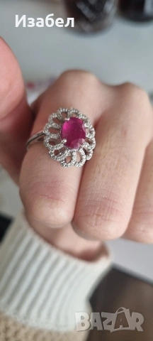 Пръстен с рубин и диаманти, снимка 3 - Пръстени - 53593035