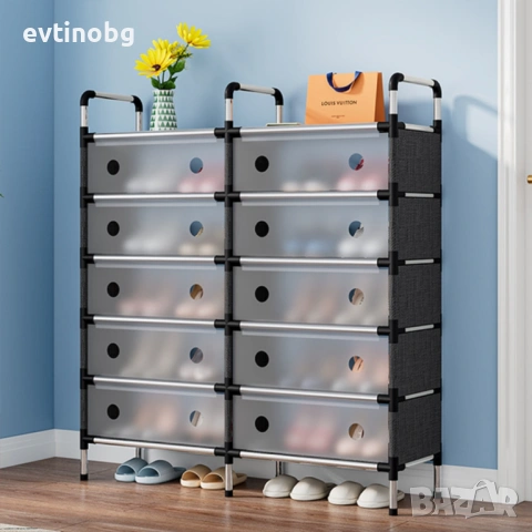 Многоетажен шкаф за обувки с прозоречни врати и голям капацитет, снимка 4 - Шкафове - 53809270