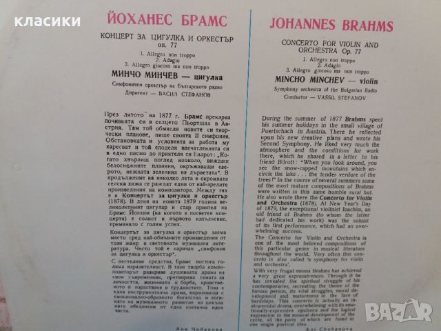 Грамофонна плоча Минчо Минчев- Йоханес Брамс. , снимка 2 - Грамофонни плочи - 46504477