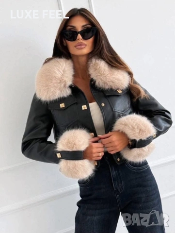 Дамски Кожени Якета с Естествен Пух ⚜️, снимка 2 - Якета - 53058225